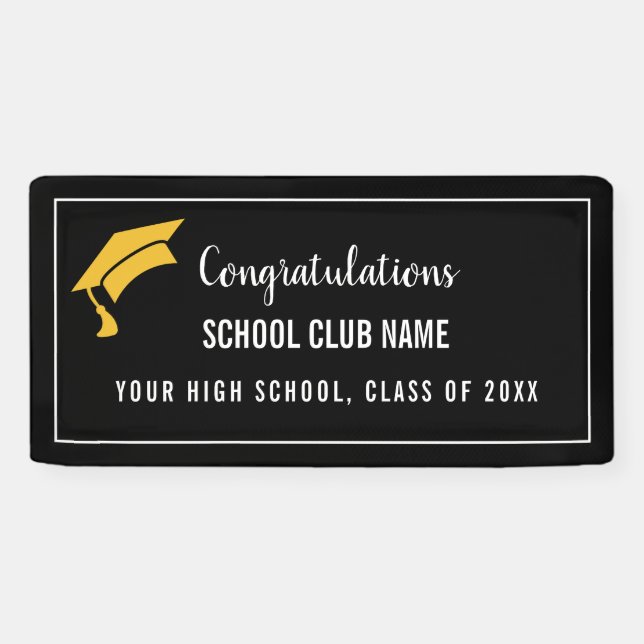 Black Custom Club Graduation Banner (Horizontal)