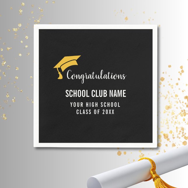 Black Custom Club Graduation Party Serviette (Von Creator hochgeladen)
