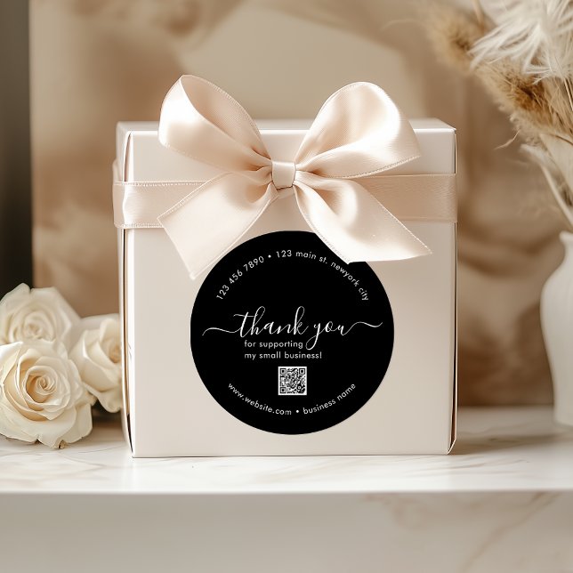 Black Custom danke Ihnen Aufkleber mit QR-Code (Black Custom Thank You Stickers With QR Code)