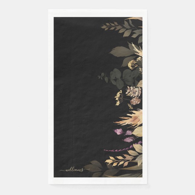 Black Custom Family Name Fall Foliage Serviette (Vorderseite)