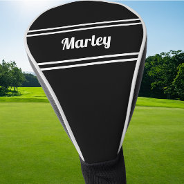 Black Custom Golfer Sports Modern Monogram Trendy Golf Headcover