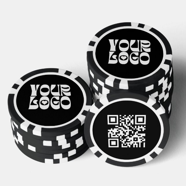 Black Custom Logo QR Code Promotional Business Pokerchips (Stapel)