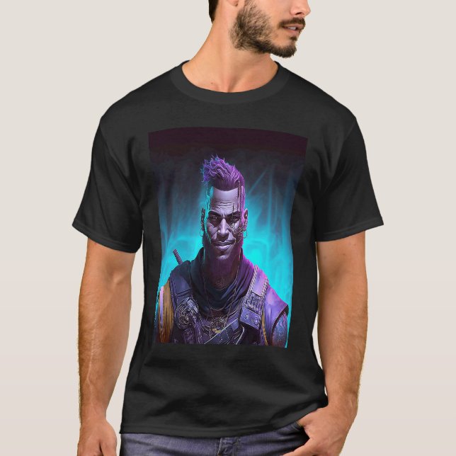 Black Cyberpunk Warrior T-Shirt (Vorderseite)