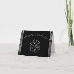 Black D20 Crit RPG Tabletop Fantasy Dice Wedding Dankeskarte
