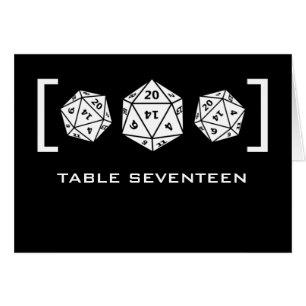 Black D20 Dice Gamer Tischnummer Card