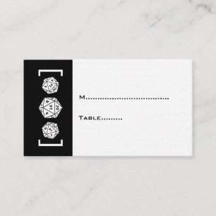 Black D20 Dice Gamer Wedding Platzkarte