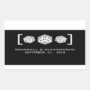Black D20 Dice Gamer Wedding Stickers