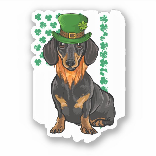 Black Dackel St Patricks Day Irish American Fla Aufkleber (Vorderseite)