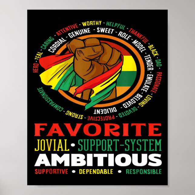Black Dad Hero Role Model Ambitious Strong  Poster (Vorne)