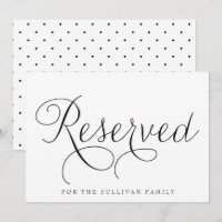 Black Dainty Script vorbehalten Hochzeitszeichen