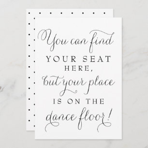 Black Dainty Script Wedding Find your Seat Sign Einladung