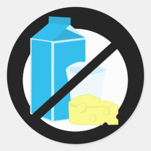 Black Dairy Free No Dairy oder Milk Allergy Warnun Runder Aufkleber