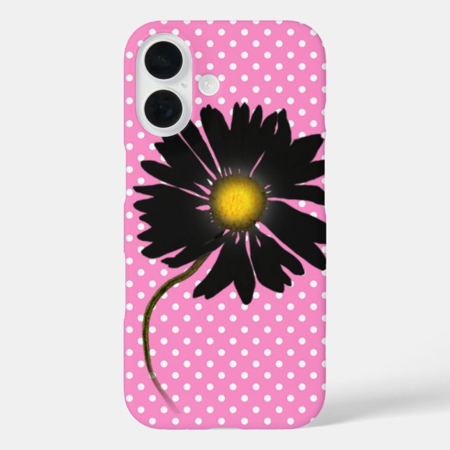 Black Daisy auf Polka Dots Case-Mate iPhone Hülle (Rückseite)