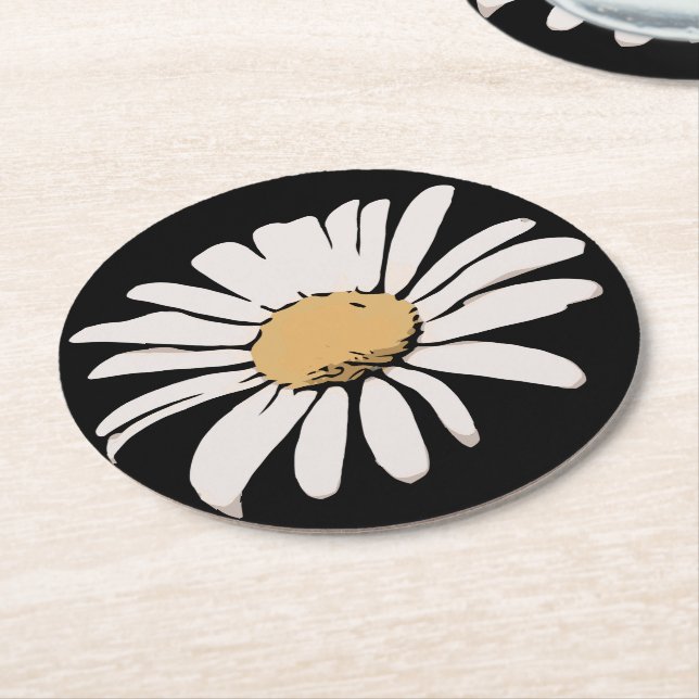 Black Daisy Floral Untersetzer (Angewinkelt)