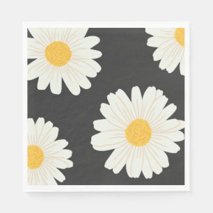 Black Daisy Paper Napkins Serviette