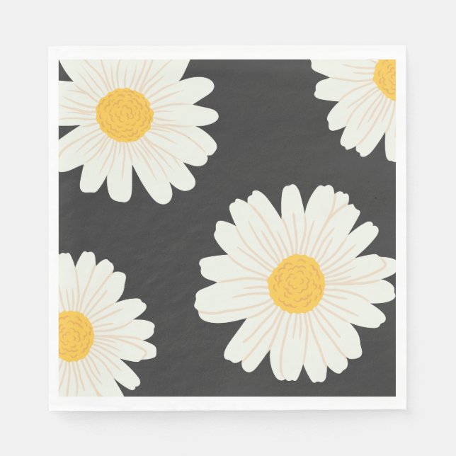 Black Daisy Paper Napkins Serviette (Vorderseite)