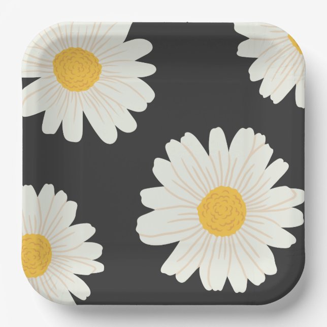 Black Daisy Paper-Teller Pappteller (Vorderseite)