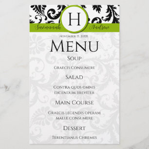 Black Damak Wirbel Monogram Apple Green Menu