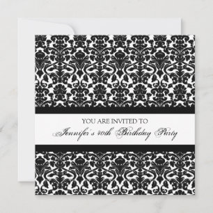 Black Damask 40. Geburtstag Party Einladungen