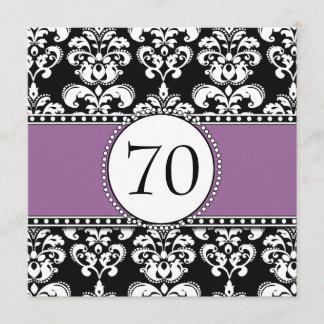 Black Damask 70. Geburtstag Einladung Lila Mauve