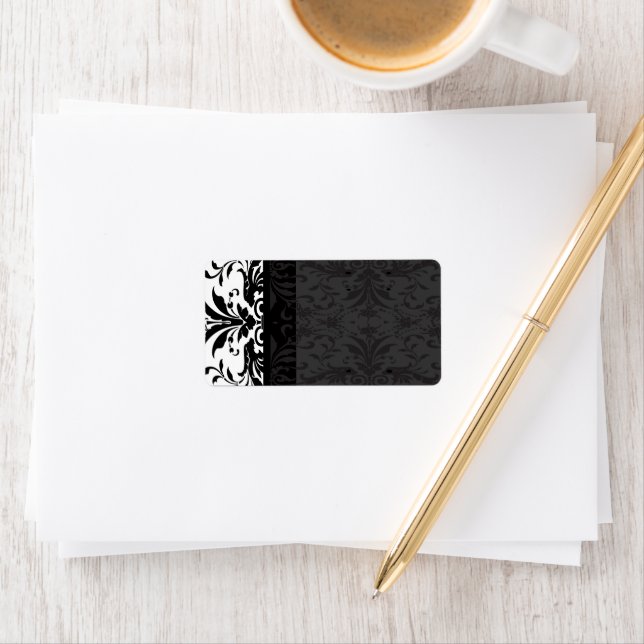 Black Damask Address Labels - Adressaufkleber (Insitu)