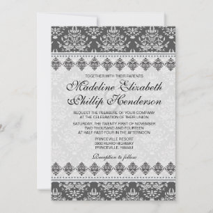 Black Damask Beauty - Einladung zur Hochzeit
