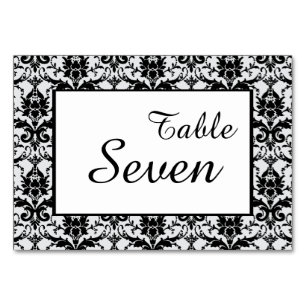 Black Damask Border Wedding Tischnummer