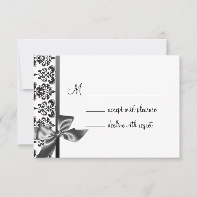 Black Damask Bow UAWG RSVP Karte (Vorderseite)