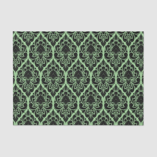 Black Damask Brocade auf jeder Hintergrund-Decoupa Seidenpapier (Vorderseite)