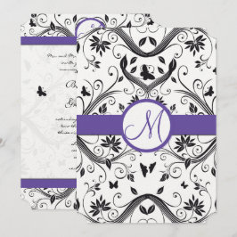Black Damask Butterfly Wirbel Red Wedites Einladun Einladung