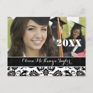Black Damask Class of Graduation Invitations Einladungspostkarte