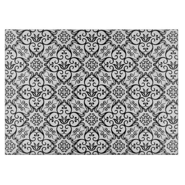 Black Damask Cutting Board Schneidebrett (Vorderseite)