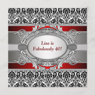 Black Damask Fabulous 40. Geburtstags-Party Einladung