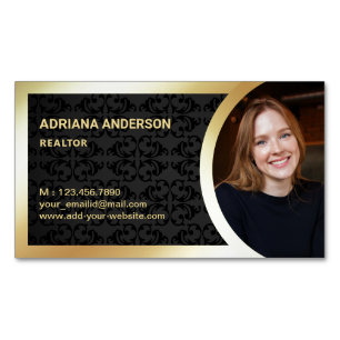 Black Damask Gold Fossilienmuseum Monte San Giorgi Magnetische Visitenkarte