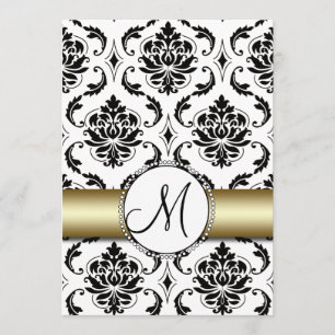 Black Damask Gold Hochzeit Einladung