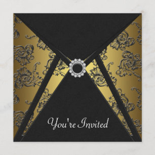 Black Damask Gold Jeden Anlaß Party Einladung