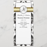 Black Damask Gold Wedding Program Programm<br><div class="desc">Elegante, raffinierte Hochzeitsprogramme in Schwarz-Weiß- und Metallic-Gold für Ihre Hochzeitsfeier. Hochzeitsvorlage mit Vintagem Damast-Muster und goldener Akzent-Farbe, die Sie mit Ihrem Monogramm, Ihren Namen, Ihrem Hochzeitsprogramm und Ihren Namen für Hochzeitsfeiern personalisieren können. Nutzen Sie die Vorder- und Rückseite, um Ihre Informationen über die Hochzeitsfeier und die Hochzeitsfeier hinzuzufügen. Von Elke...</div>