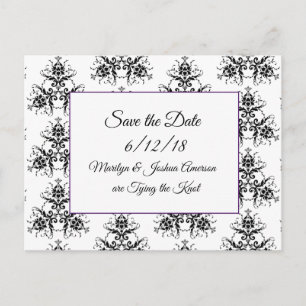 Black Damask Hochzeitkarten Save the Date Postkart Postkarte