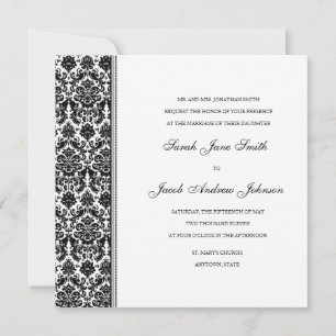 Black Damask Hochzeitseinladung - Anpassen Sie es  Einladung