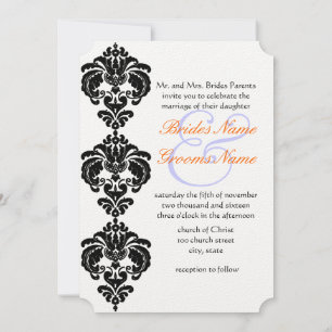 Black Damask Hochzeitseinladungen Einladung