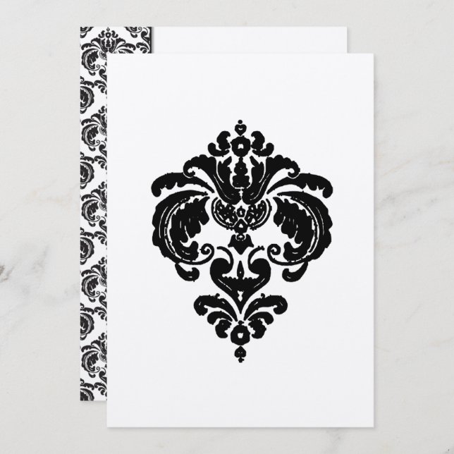 Black Damask Hochzeitseinladungen Einladung (Vorne/Hinten)