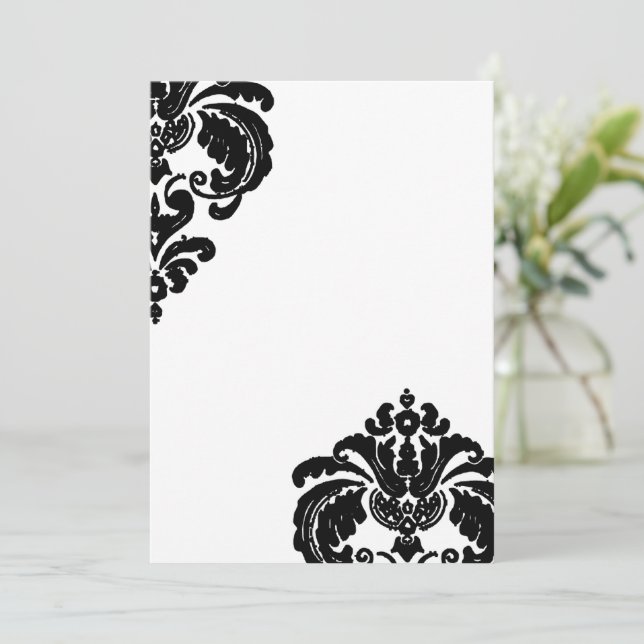 Black Damask Hochzeitseinladungen Einladung (Stehend Vorderseite)