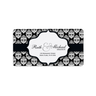 Black Damask - Hochzeitsetiketten Adressaufkleber