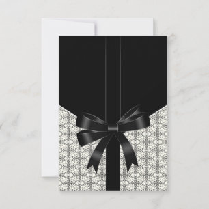 Black Damask Lace Bow Black Whtie UAWG RSVP Karte