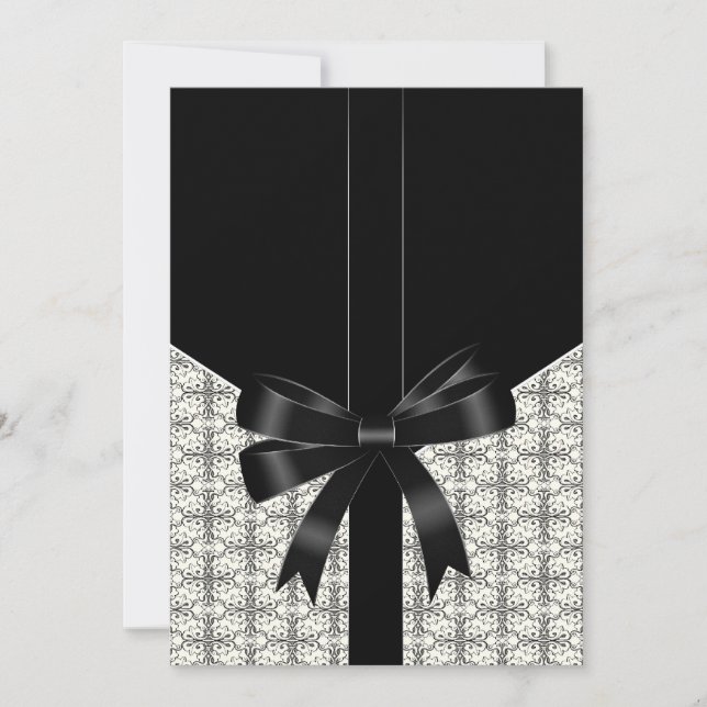 Black Damask Lace Bow Wedding 12x18 Einladungen (Vorderseite)
