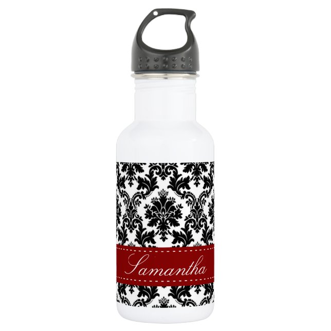 Black Damask Lace Broquade 32. oz. Edelstahlflasche (Vorderseite)