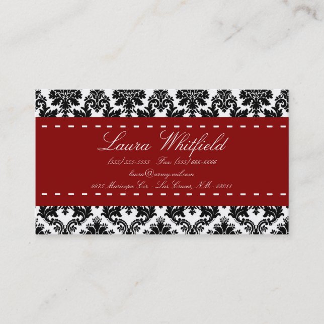 Black Damask Lace Broquade Brocade Business Card Visitenkarte (Vorderseite)