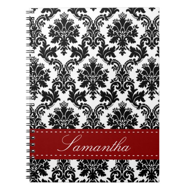 Black Damask Lace Broquade Brocade Spiral Notebook Notizblock (Vorderseite)