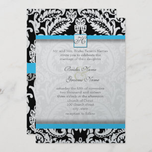 Black Damask mit Bright Aqua Wedding Einladungen