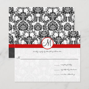 Black Damask mit Red Trim Wedding Einladung